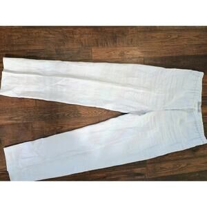 Max mara women's 100% linen pants size 8 baby blue made in Italy